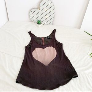 Wet Seal Back Zip Tank with Heart Graphic
